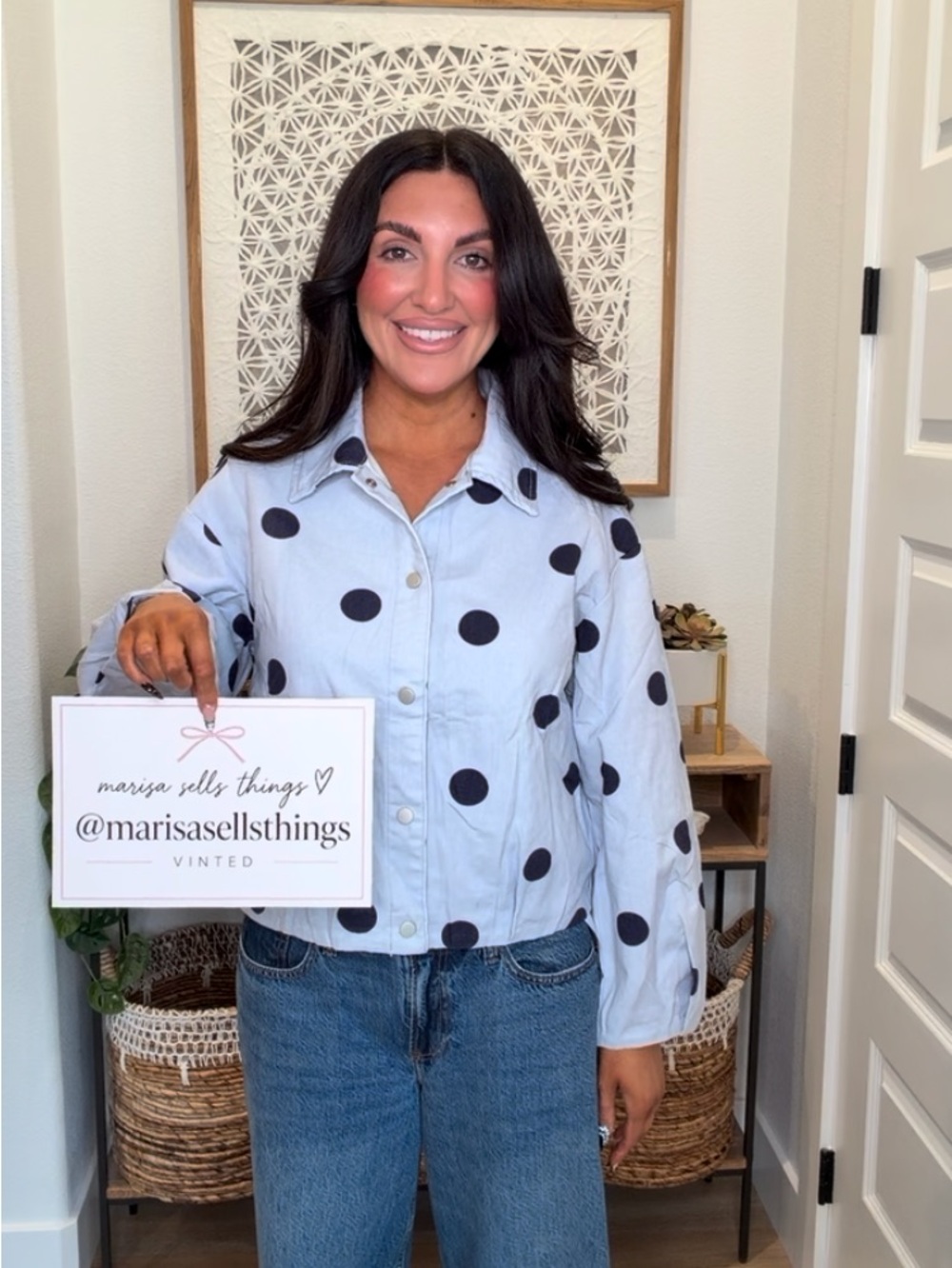 Amazon Light Blue Polka Dot Button-Front Shirt Jacket